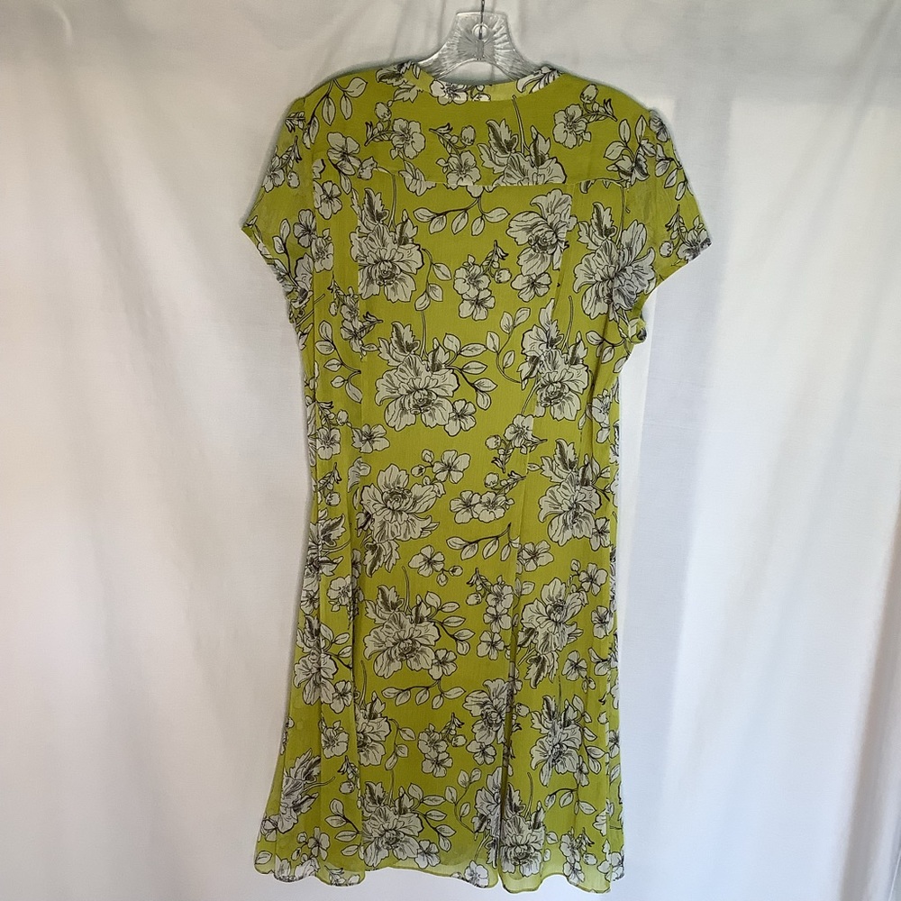 JBS Yellow Green Pintuck Short Sleeve Dress Sz 14 - Picture 2 of 10